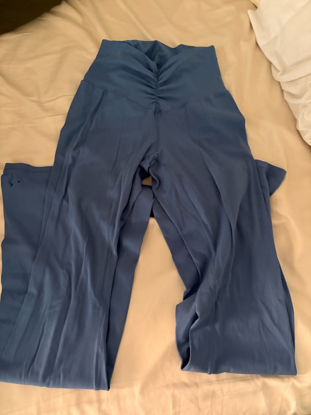 Aerie High-Waist Ruched Front Wide-Leg Pants - Blue